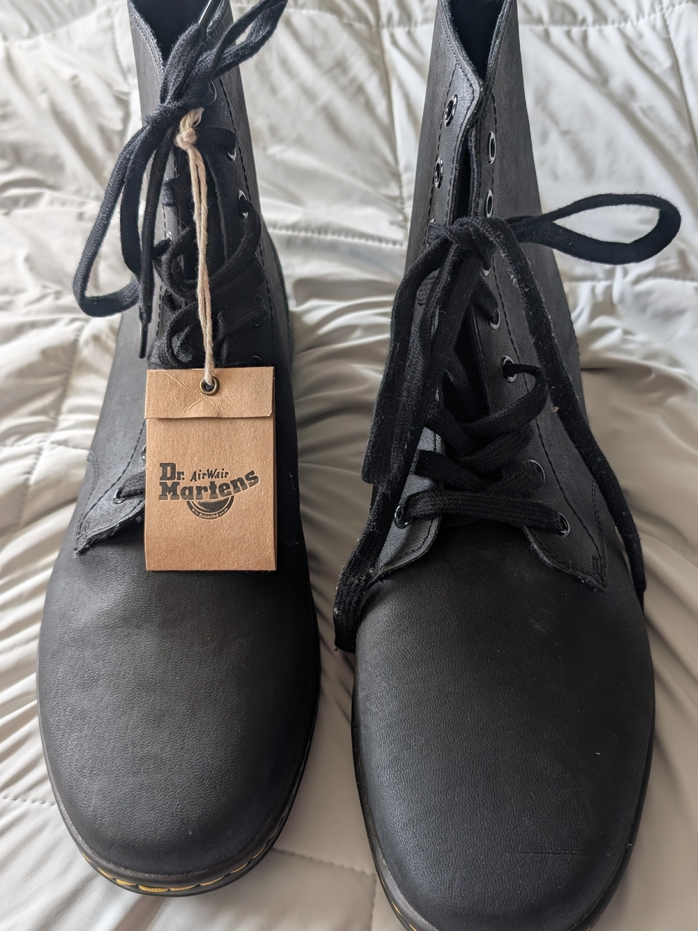 Dr. Martens AirWair Men' Black Leather Lace-Up Tobias Boots, Size 12